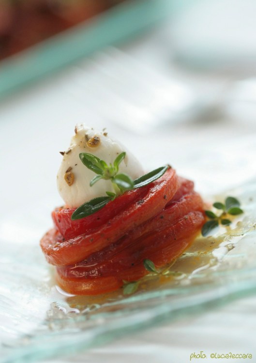 Nest of Grilled Red Bell Peppers with Cherry-Mozzarella... | Recipe & Styling: Orsola Ciriello Kogan | Photo: ©LuciaZeccara