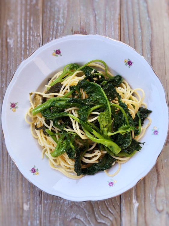 Spaghetti and Broccoletti (broccoli rabe) | Recipe and Photo ©OrsolaCirielloKogan