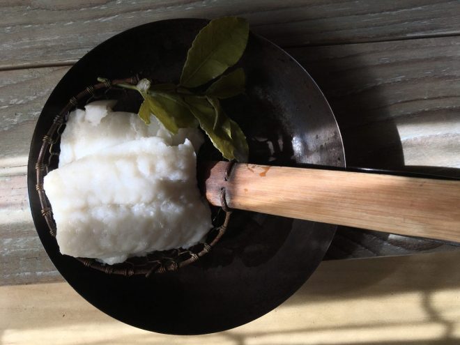 Steamed Salt Cod on a ladle | ©OrsolaCirielloKogan