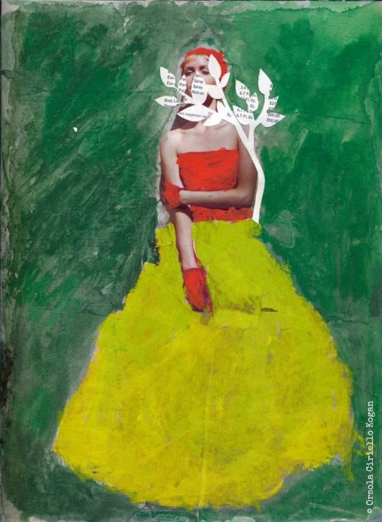 Up close and personal: "Lady on Green" Mixed Media Collage | ©OrsolaCirielloKogan