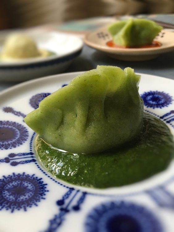 Asian Inspired: Green Dumpling on pesto sauce | Recipe, Styling & Photo ©OrsolaCirielloKogan